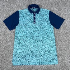 Bad Birdie Polo Shirt Mens M Blue Geometric Short Sleeve Golf AOP Elephante
