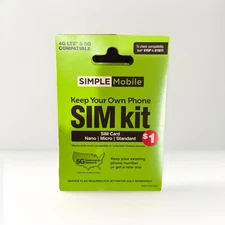 Simple Mobile Keep Your Own Phone 3-In-1 Prepaid SIM Kit