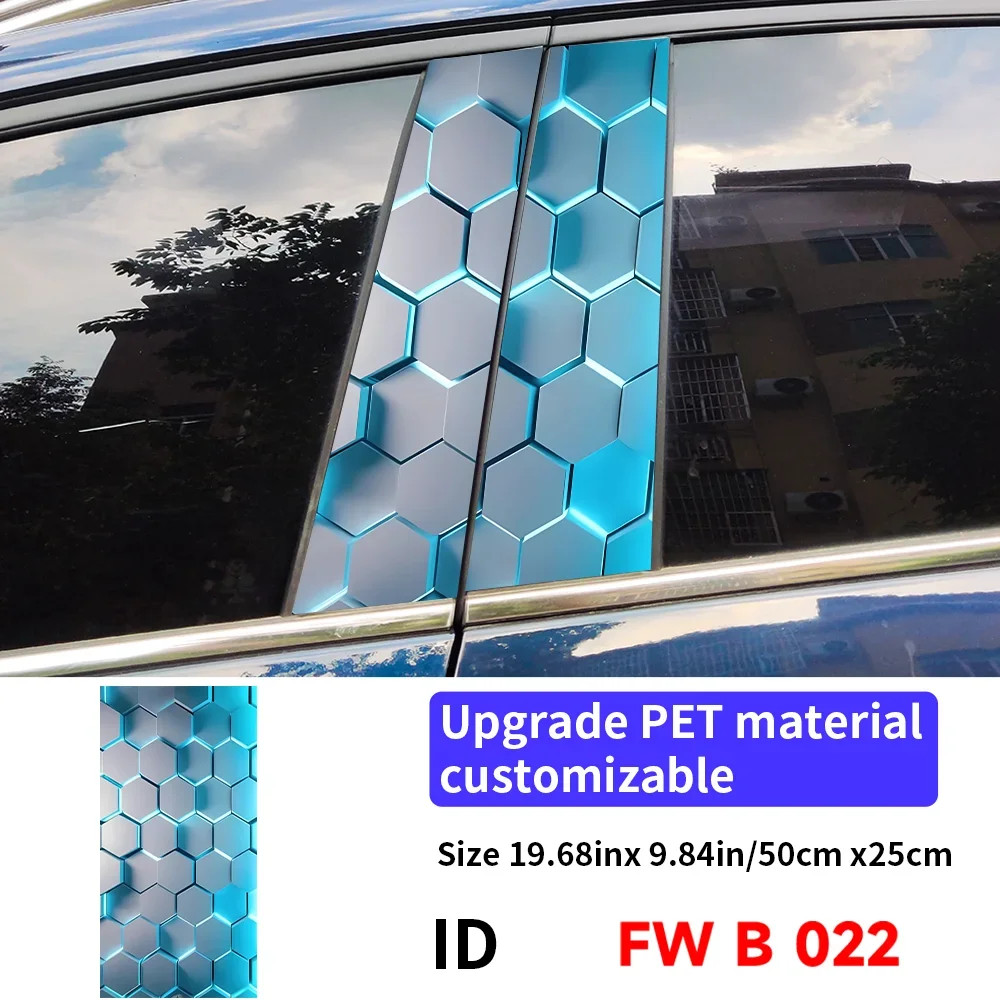 2x Honeycomb Hexagon Car Stickers B Pillar Waterproof Funny Cover Scratches