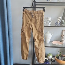 Wrangler Boys Cargo Pants Beige Cotton Spandex Drawstring Slim Elastic Waist