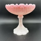 Fenton Rosaline Compote With A Pink And White Floral Design