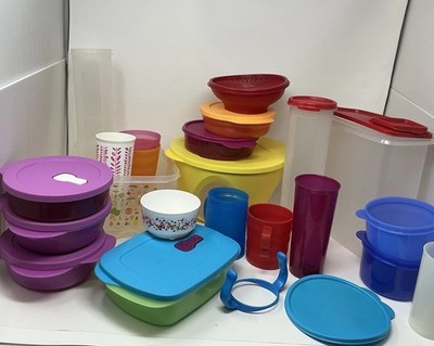 Tupperware Lot 15+ Pieces Containers Bowls Cups Lids Kitchen Storage Set Used