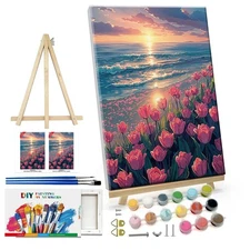 ATDMS Paint by Numbers Kit for Adults 7.87 x 11.81 inches, flower sea 215 