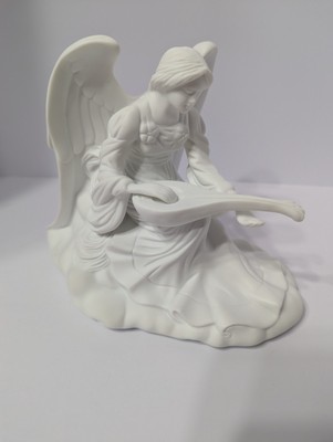 VTG Porcelain Angel playing Lyra 9.5  Nightlight Lamp Figurine 1990 s Memorial