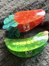 Carrot  Pea Pod Hair Claw Clips Set Vegetable Food Kawaii Acrylic Colorful