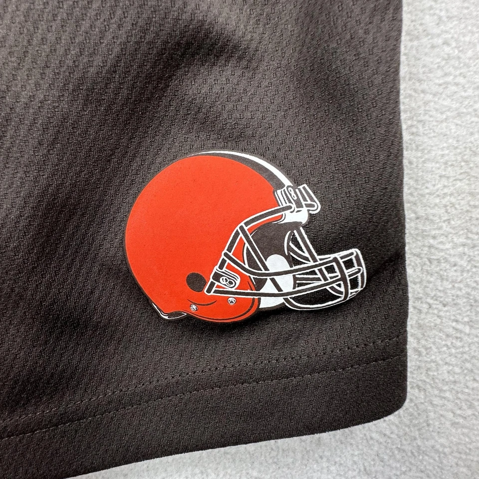 Shorts Cleveland Browns juvenil XL marrom laranja time de futebol americano NFL treinamento Nike - Imagem 3 de 4