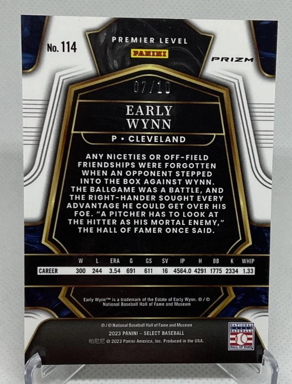 Early Wynn 2023 Panini Select Gold Prizm Premier Level 07/10 Cleveland Indians - Image 2 of 3