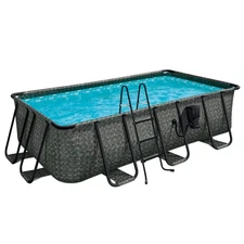 Funsicle 13x7x39 Oasis Rectangle Outdoor Above Ground Swimming Pool, Gray (Used)
