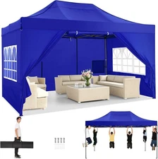 10x15ft Heavy Duty Pop up Canopy Tent  Outdoor Garden Gazebo with 4 Sidewalls