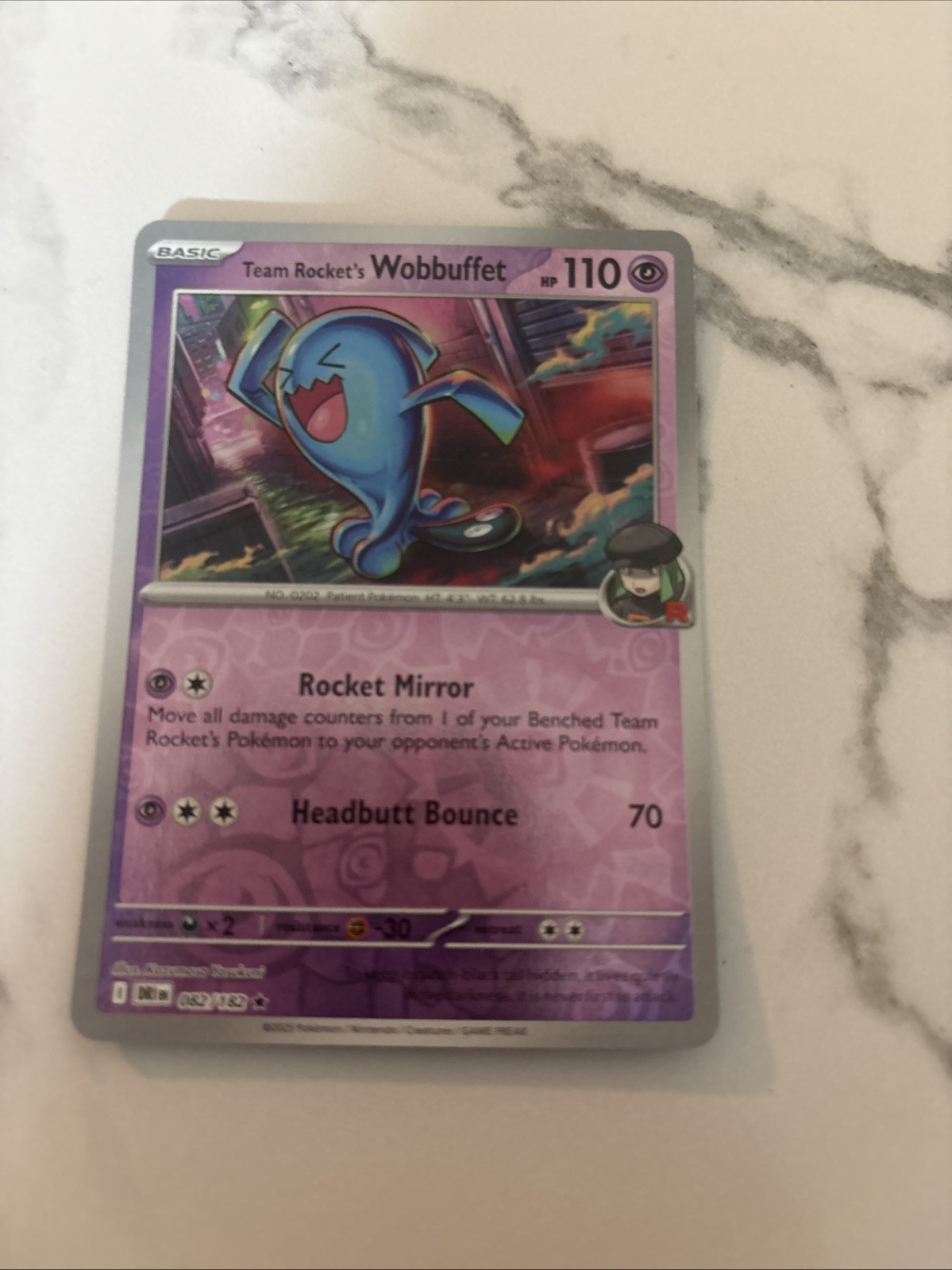Team Rocket's Wobbuffet - 082/182 - Destined Rivals - Reverse Holo Foil - NM