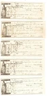 Five ea. Indiana 1865 Civil War Volunteer Bounty loan repayment: printed notes