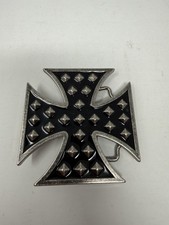Iron Cross Belt Buckle Black And Silver Motorcycle Metal