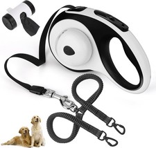 Dual Retractable Dog Leash for 2 Large Dogs Up to 110LBS Each Large, WHITE