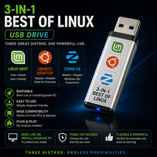 3-in-1 "Best of Linux" USB - Ubuntu / Linux Mint / Zorin OS - LATEST Versions