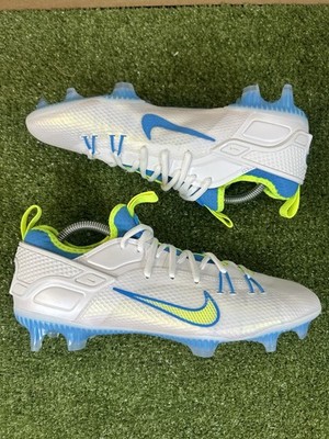 Size 9.5 - Nike Huarache 9 Elite Mid LAX SE Lacrosse Cleats White Blue Volt
