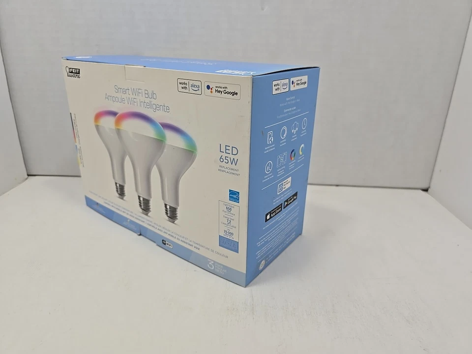 New FeitElectric Smart LED Flood Light Bulbs 65w EQ Dimmable E26 Multicolor BR30 - Image 2 of 4