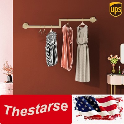 Clothes Display Rack Gold Garment Rack Modern Storage Wall-Mounted Clothes Store