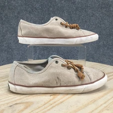 Sperry Boat Shoes Womens 9.5 M Crest Vibe Beige Canvas Sneakers Slip On