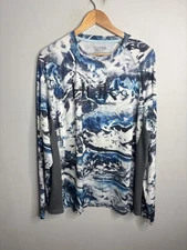Huk Performance Fishing Shirt Mens Large Blue Mossy Oak Hydro Long Sleeve Sun