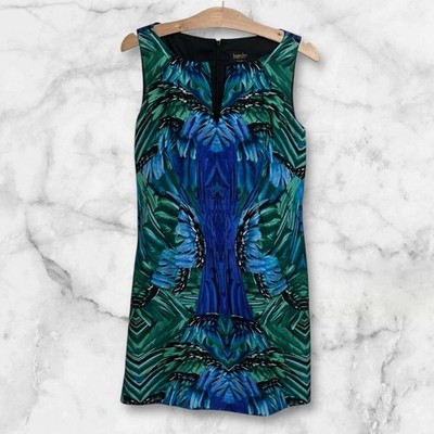 Laundry by Shelli Segal Size 4 Sleeveless V-Neck Sheath Dress Feather Print