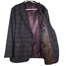 Ralph Lauren Mens 48R Glen Plaid 100 Wool Natural Stretch Blazer Sport Coat