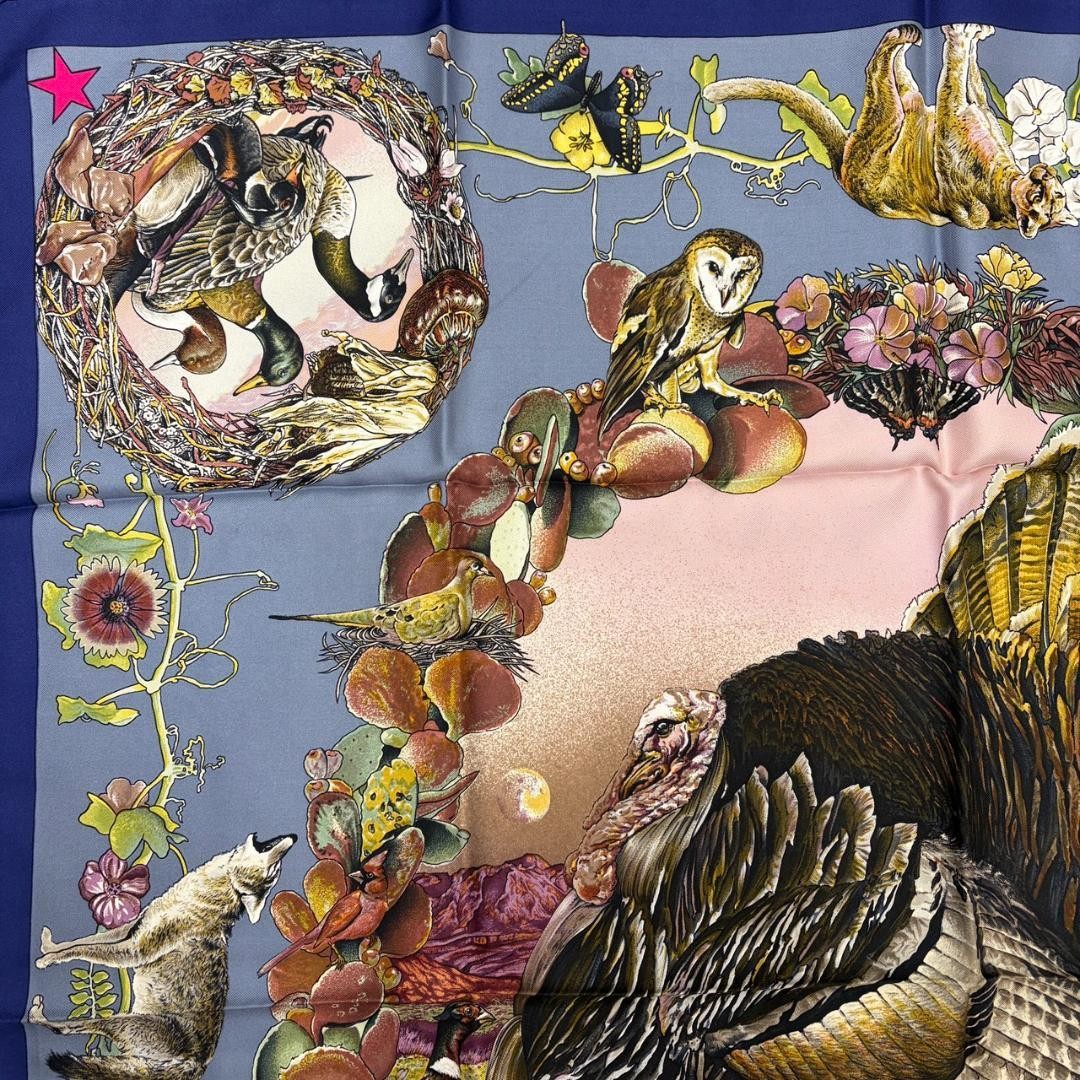 Hermes Carre 90 Scarf Faune et Flore du Texas Wildlife Kermit