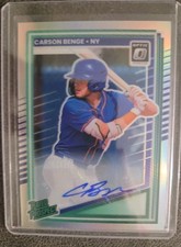 2025 DONRUSS OPTIC RATED PROSPECT CARSON BENGE  SILVER PRIZM AUTOGRAPH CARD METS