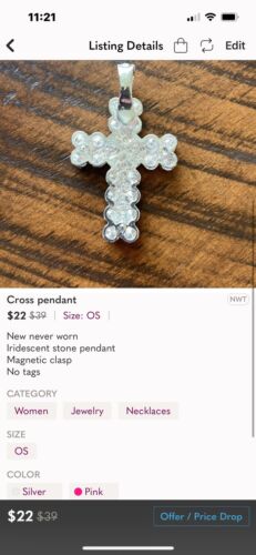 Cross Pendant, Iridescent Stones - Picture 3 of 3