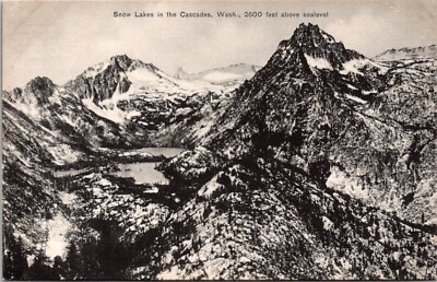 Vtg 1910 Postcard Snow Lakes in Cascade Mountains Washington Germany Made Unused