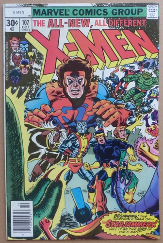X-MEN #107, KEY ISSUE WITH 1st APPEARANCE OF "STARJAMMERS", HIGH GRADE.