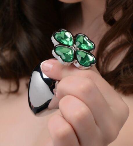 Lucky Irish Four Leaf Clover Gem Anal Butt Plug Size Large Luck Of