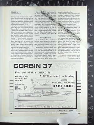 1988 ADVERTISING for Corbin 37 Lorac motor yacht boat