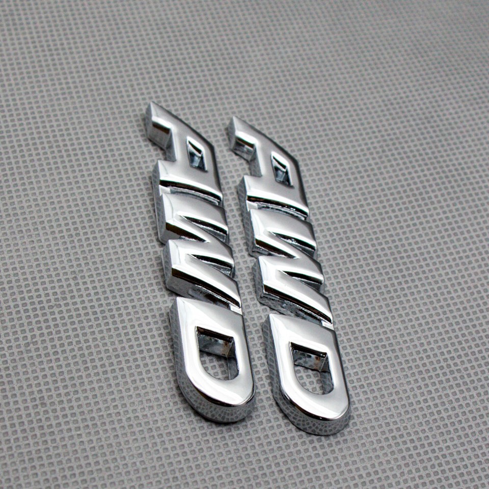2Pcs Small Chrome Metal AWD Off Road Badge 3D Logo All Wheel Drive ...