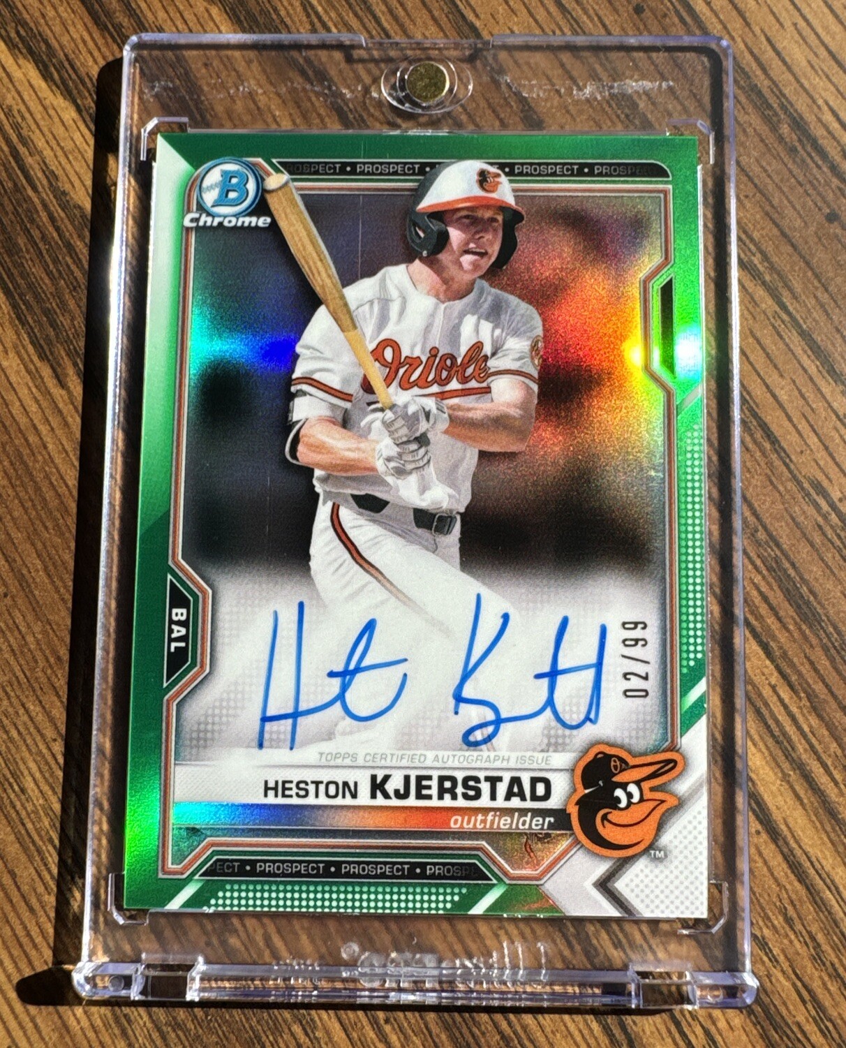 2021 Bowman Chrome Heston Kjerstad #CPAHK RC Green Refractor Auto /99 Orioles RC