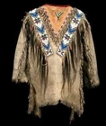 Men Traditional Wear Western Style Suede Leather Warrior Shirt Fringes & Beaded