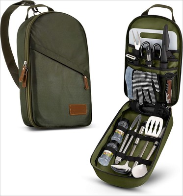 Camp Kitchen Cooking Utensil Set Travel Organizer Grill Accessories