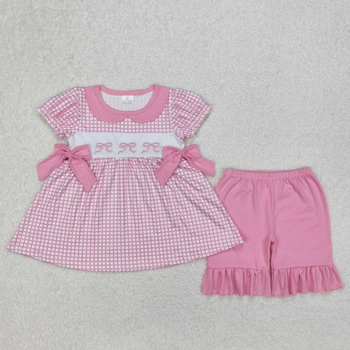 Baby Girls Pink Baseball Bows Shirts Bows Shorts Clothes Sets - Picture 5 of 15