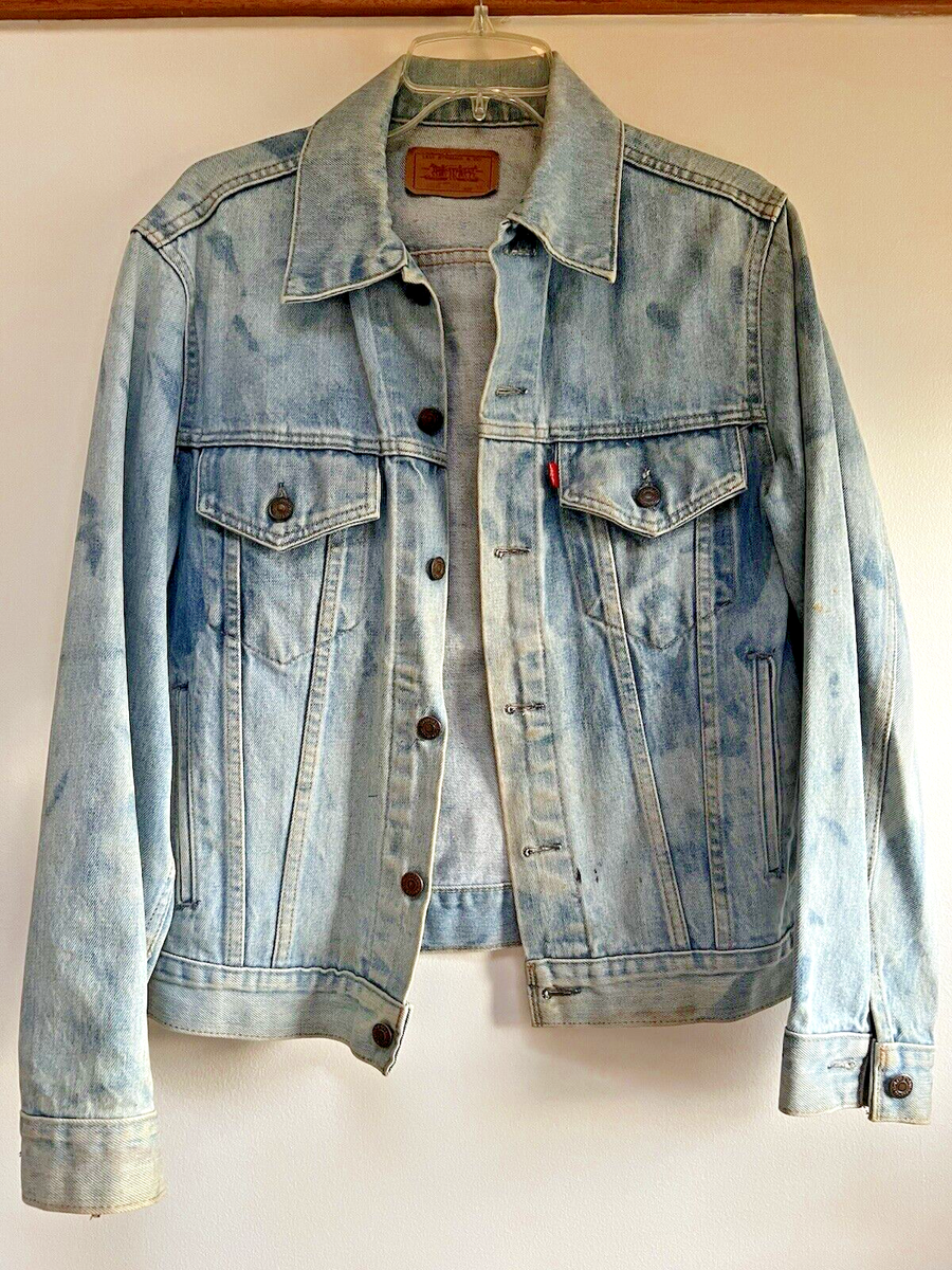 VTG 70s 80s Levi's Denim Trucker Blue Jean Jacket Sz 40 Red Tab