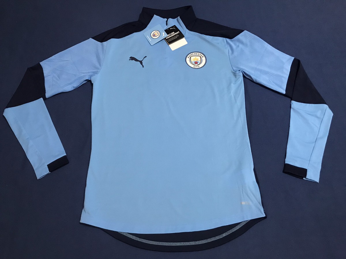 PUMA MANCHESTER CITY 1/4 QUARTER ZIP TOP BLUE JACKET MENS SIZES S