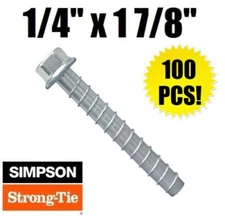 100PK Simpson Strong Tie THDB25178H Titen HD Concrete Screw Anchor 1/4 x 1-7/8"