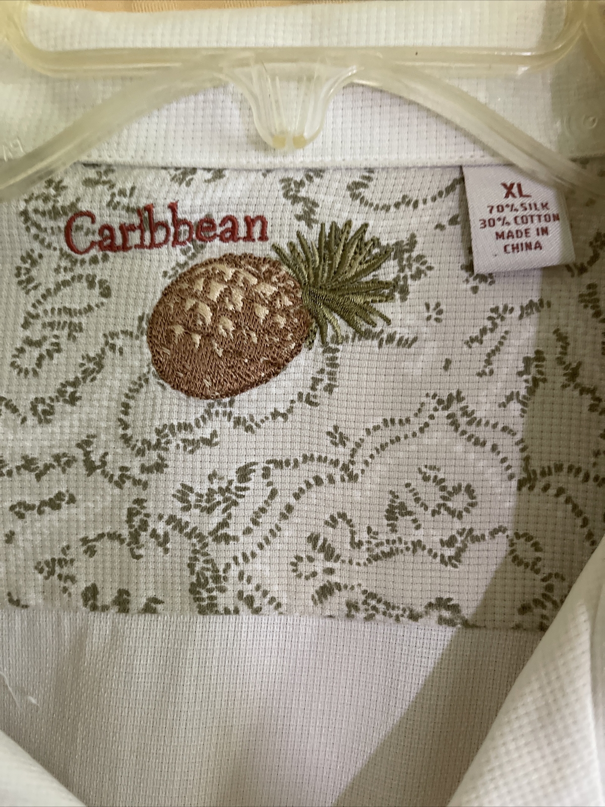 Caribbean Pineapple Men’s Tropical Silk/Cotton Shirt … Gem