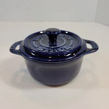 STAUB La Cocotte Mini Dutch Oven Navy Blue Stoneware Salt Dish France