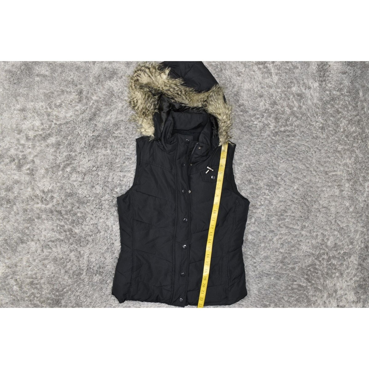 Banana Republic Black Puffer Vest XS Full Zip Solid Fleece Lined