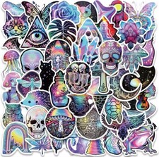 Colorful Pastel Style Stickers 50pk Skull Butterfly Fun Stickers FREE SHIPPING