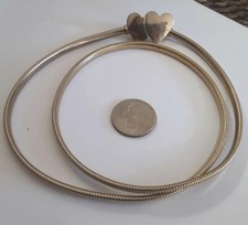 Vintage 1980s Disco Gold Tone Chain Wire Double Hearts Metal Belt 26.75 Inches