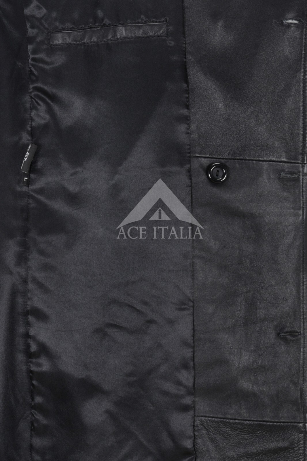 ALTRA Trench uomo lunghezza ginocchio pelle nero pelle di agnello doppiopetto classico 6970