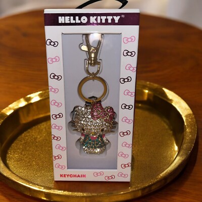 Hello Kitty Crystal Rhinestone Key Chain Key Ring Handbag Charm Jewelry Bling