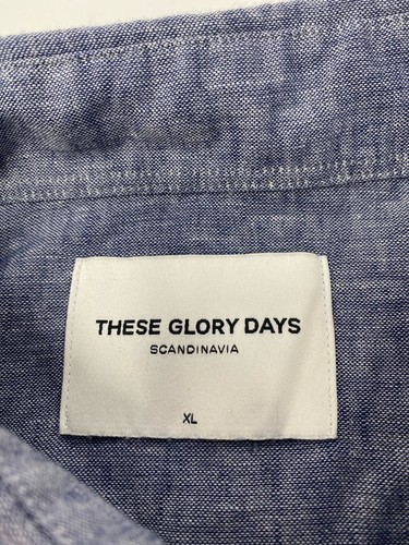 Camisa cambray These Glory Days Scandinavia mezcla de algodón/lino para hombre talla L - Imagen 4 de 7
