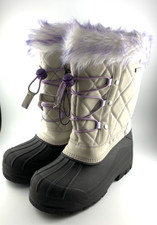 Thermolite Girls Snow Boots Size 2 Waterproof Tan Black Lavender New