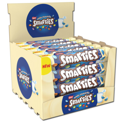 (17,85 /1kg) Nestle Smarties Riesenrolle White, Schoko-Linsen, 20 Rollen je 120g